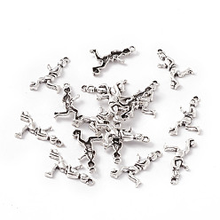 Antique Silver Tibetan Style Alloy Pendants, Soccer Player, Antique Silver, 22x12x2mm, Hole: 1mm