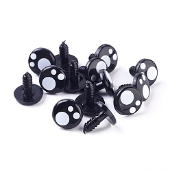 Черный Ремесла пластмассовые глаза куклы, Чучела игрушечных глаз, полукруглый, чёрные, 15x14 мм , штифт: 5 мм