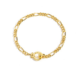 Золотой Браслеты из латунных цепей Фигаро для женщин, золотые, 7.87 дюйм (20 см)