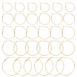 Настоящее золото 18K 30шт 6 стиль латунные серьги-кольца фурнитура, провод уха, кольцо, реальный 18 k позолоченный, 21 датчик, 24.5~50x1.2 мм, штифты : 0.7 мм