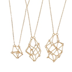 Real 18K Gold Plated Brass Macrame Pouch Empty Stone Holder for Pendant Necklaces Making, with Cable Chains & Lobster Claw Clasp, Real 18K Gold Plated, 17-3/8~29-1/8 inch(44~74cm), 3pcs/set