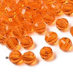 Темно-Оранжевый К 9 стекло, имитация Австрийские кристаллические шарики, класс AAA, граненые, круглые, темно-оранжевый, 10 мм, отверстие : 0.9~1 мм