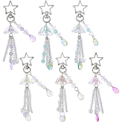 (52) Непрозрачная лаванда 6 шт. 6 стили подвеска в форме капли из акрила и стекла, с латунной цепочкой и поворотными застежками из сплава, разноцветные, 113 мм, 1 шт / стиль