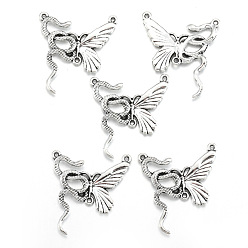 Античное Серебро Сплав ссылки люстра компонент, бабочка, античное серебро, 28x26 мм, отверстие : 1 мм