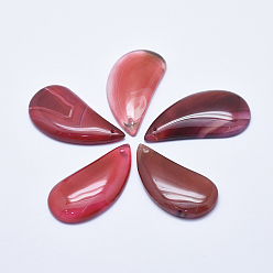 Коричневый Природные подвески агат, окрашенные, слеза, коричневые, 46~50x24~26x5~7 мм, отверстие : 1.5~2 мм