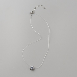 Алмаз Колье из сплава со стеклянной подвеской, платина, алмаз, 16.93 дюйм (43 см), Кулон : 9.5x10.5 мм