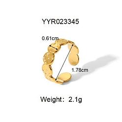 Настоящее золото 18K 304 открытые кольца-манжеты из нержавеющей стали для женщин, плоско-круглые, регулируемый, реальный 18 k позолоченный, 6.1 мм, внутренний диаметр: 17.8 мм