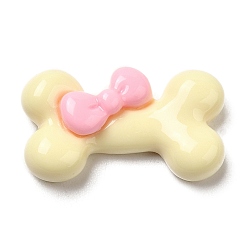 Лимонный шифон Мультяшные непрозрачные кабошоны из смолы, милые домашние кабошоны, собаке кость, лимонный шифон, 13x23x6 мм