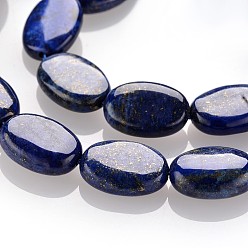 Lapislazuli Natürlicher Lapislazuli Perlenstränge, Flachoval, gefärbt, 18x13x6 mm, Bohrung: 1 mm, ca. 22~23 Stk. / Strang, 15.5~16.1 Zoll