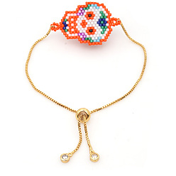 Оранжевый Браслеты из стеклянных бусин с черепами на Хэллоуин, браслеты-слайдеры для женщин, оранжевые