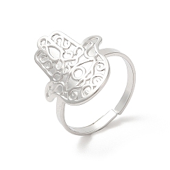 Нержавеющая Сталь Цвет Не тускнеет 304 манжеты на пальцы из нержавеющей стали, Открытые кольца хамса для женщин, цвет нержавеющей стали, размер США 7 1/4 (17.5 мм)