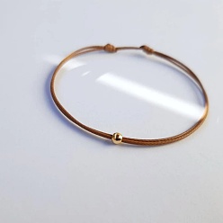 Camel Brass Round Ball Polyester Cord Braided Bracelets, Golden, Camel, 11.02 inch(28cm)