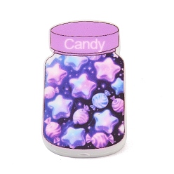 Lilac Printed Silicone Beads, Focal Beads, Candy Jar with Star, Lilac, 29.5x18x7mm, Hole: 2mm