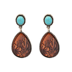 Teardrop Сплав мотаться серьги стержня, античное серебро, слеза, 60 мм