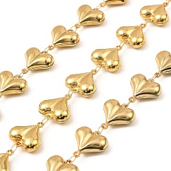 Золотой 304 ссылка цепи из нержавеющей стали сердце, пайки, с катушкой, золотые, 16x15x6.5 мм