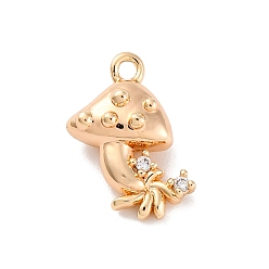 Настоящее золото 18K Латунные микро проложить кубического циркония подвески, без кадмия, без никеля и без свинца, грибы чары, реальный 18 k позолоченный, 14x10.5x5 мм, отверстие : 1.2 мм