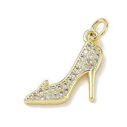 Golden Brass with Crystal Rhinestone Charms, High Heel Shoe Charms, Golden, 14.5x15x2.5mm, Hole: 3mm