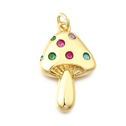 Настоящее золото 18K Латунные микро проложить кубического циркония подвески, без кадмия и без свинца, грибные прелести, с целью перехода в кольце, реальный 18 k позолоченный, 24.5x15.5x4 мм, отверстие : 3.5 мм