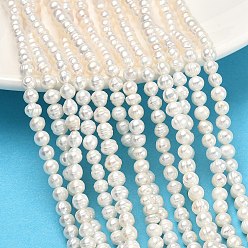 Античный Белый Нити из натурального культивированного пресноводного жемчуга, картофель, класс 2а+, старинный белый, 4~5 мм, отверстие : 0.5 мм, около 80~93 шт / нитка, 13.19~14.76'' (33.5~37.5 см)