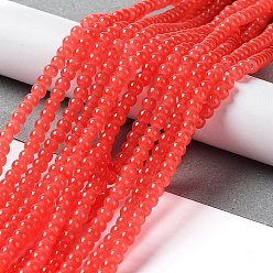 Коралловый Выпечки окрашены имитация нефрита стекловолокна круглый шарик, коралл, 4.5~5 мм, отверстие : 1 мм, около 200~210 шт / нитка, 31.4 дюйм