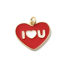 Настоящее золото 18K Латунь эмаль подвески, сердце, стойки покрытие, долговечный, без кадмия и без свинца, с целью перехода в кольце, реальный 18 k позолоченный, 16.5x19.5x1.5 мм, отверстие : 3.2 мм