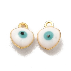 Белый 304 эмалированные подвески из нержавеющей стали от сглаза, шарма сердца, золотые, белые, 8x6x3 мм, отверстие : 1 мм