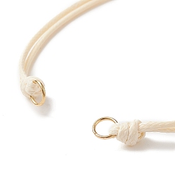 Cornsilk Braided Waxed Polyester Cord, with 304 Stainless Steel Jump Rings, for Adjustable Link Bracelet Making, Cornsilk, 12-3/8 inch(31.4cm), Hole: 3.6mm