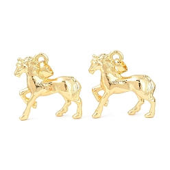 Лошадь Латунные подвески, стойки покрытие, долговечный, без свинца и без кадмия, золотые, лошадь, 28x29.5x7 мм, отверстие : 4.5x3.5 мм