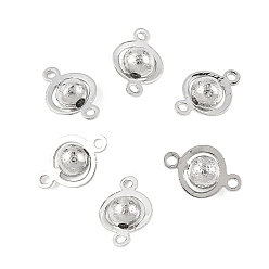 Real Platinum Plated SHEGRACE Brass Round Links, Connector Charms, Cadmium Free & Nickel Free & Lead Free, Real Platinum Plated, 13x8.5x5mm, Hole: 1.2mm