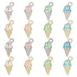 (52) Непрозрачная лаванда 24 шт 8 стили подвески из цинкового сплава с эмалью, мороженое прелести, платиной и золотом, разноцветные, 15.5x7~8x7 мм, отверстие : 1.8 мм, 3 шт / стиль