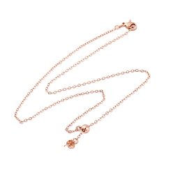 Розовое Золото Ожерелья-цепочки из латуни для женщин, с 304 карабином из нержавеющей стали и подвеской в виде цветка, стойки покрытие, без свинца и без кадмия, долговечный, за половину пробурено бисера, розовое золото , 16.93 дюйм (43 см)