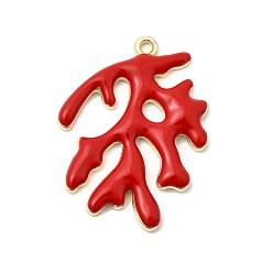 Красный Подвески из эмали и сплава, подвески в форме коралла, золотые, красные, 26.5x20x2.5 мм, отверстие : 1.4 мм