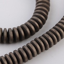 (252) Цвет внутри: морской / фиолетовый на подкладке Гальванизировать немагнитных синтетический гематит бисер пряди, Heishi бусы, Диск / плоские круглые, матовые, античная бронза покрытие, 6x2 мм, отверстие : 0.8 мм, около 200 шт / нитка, 15.74 дюйм