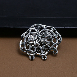Античное Серебро Сплав люстра компонента ссылки тибетском стиле, ссылки бабочки, античное серебро, 25x21x3.4 мм