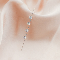 Круглые Латунные горный хрусталь серьги манжеты, платина, круглые, 8 мм