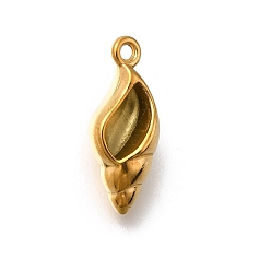 Настоящее золото 18K 304 подвески из нержавеющей стали, очарование раковины, ионное покрытие (ip), реальный 18 k позолоченный, 22.5x9x7.5 мм, отверстие : 1.8 мм