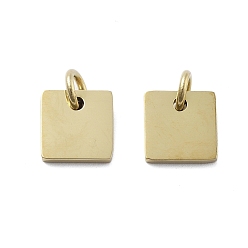 Квадрат Геометрический стиль фигуры 304 штамповка из нержавеющей стали пустые бирки брелоки, зеркальная полировка, с целью перехода в кольце, ионное покрытие (ip), реальный 18 k позолоченный, квадратный, 8.5x8.5x1.5 мм, отверстие : 2.5 мм