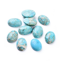 Turquoise Natural Regalite/Imperial Jasper/Sea Sediment Jasper Cabochons, Dyed, Oval, Turquoise, 18x13x5.1mm