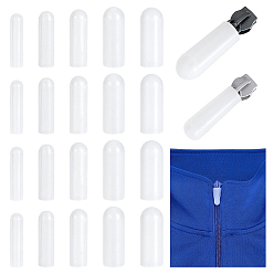 Белый 25шт. силиконовые защитные чехлы для бегунков молнии, колонка, белые, 28.5~31.5x6.5~12 мм, отверстие : 4~10 мм