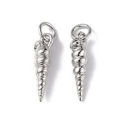 Платина Экологически чистые подвески из латуни с гальванопокрытием, с целью перехода в кольце, без свинца и без кадмия, долговечный, очарование раковины, платина, 16x4.5x4 мм, отверстие : 3.5 мм