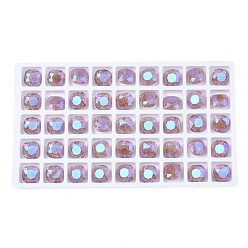 Сливовый Стеклянные стразы кабошоны, ногтей декоративные аксессуары, граненые, квадратный, слива, 10x10x5 мм