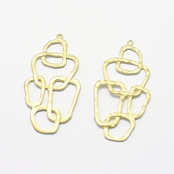 Без Покрытия Латунные подвески, без свинца, без кадмии и без никеля, сырой (без покрытия), 41x20x1 мм, отверстие : 1 мм