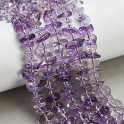 Аметист Природный аметист нитей бисера, самородки, с бисером, класс А, 7~11x7~11x1.5~5 мм, отверстие : 0.7~1 мм, около 77~80 шт / нитка, 15.35''~15.75'' (39~40 см)