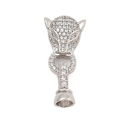 Платина Латунное микропейв, прозрачный кубический цирконий, складные застежки, без кадмия, без никеля и без свинца, леопард, платина, 25 мм