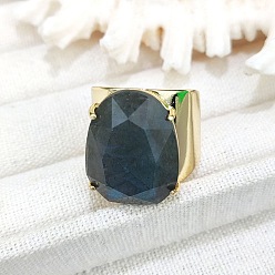 Лабрадорита Овальные латунные манжеты с натуральным лабрадоритом, платина, внутренний диаметр: 18 мм