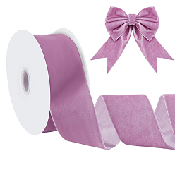 Средняя Орхидея Бархатная лента из спандекса, одна сторона, для подарочной упаковки, оформление партии, средне орхидеи, 2 дюйм (52 мм), около 10.00 ярдов (9.14 м) / рулон