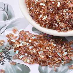 (HTL4576) Crystal Orange Rainbow MIYUKI Half TILA Beads, Japanese Seed Beads, 2 Hole, (HTL4576) Crystal Orange Rainbow, 5x2.3x1.9mm, Hole: 0.8mm, about 1250pcs/50g