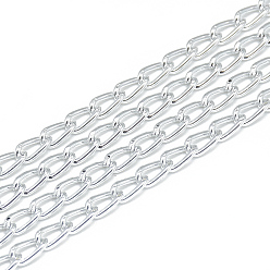 Серебро Незакрепленные алюминиевые каркасные цепи, серебряный цвет гальваническим, 6.2x3.3x1 мм, около 100 м / упаковка