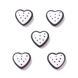 White Opaque Resin Beads, Polka Dot Heart, White, 15x17x6mm, Hole: 1.5mm