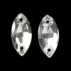 Прозрачный Подвески для стеклянных разъемов, граненые, ссылки на конский глаз, прозрачные, 15x7x3 мм, отверстие : 1 мм